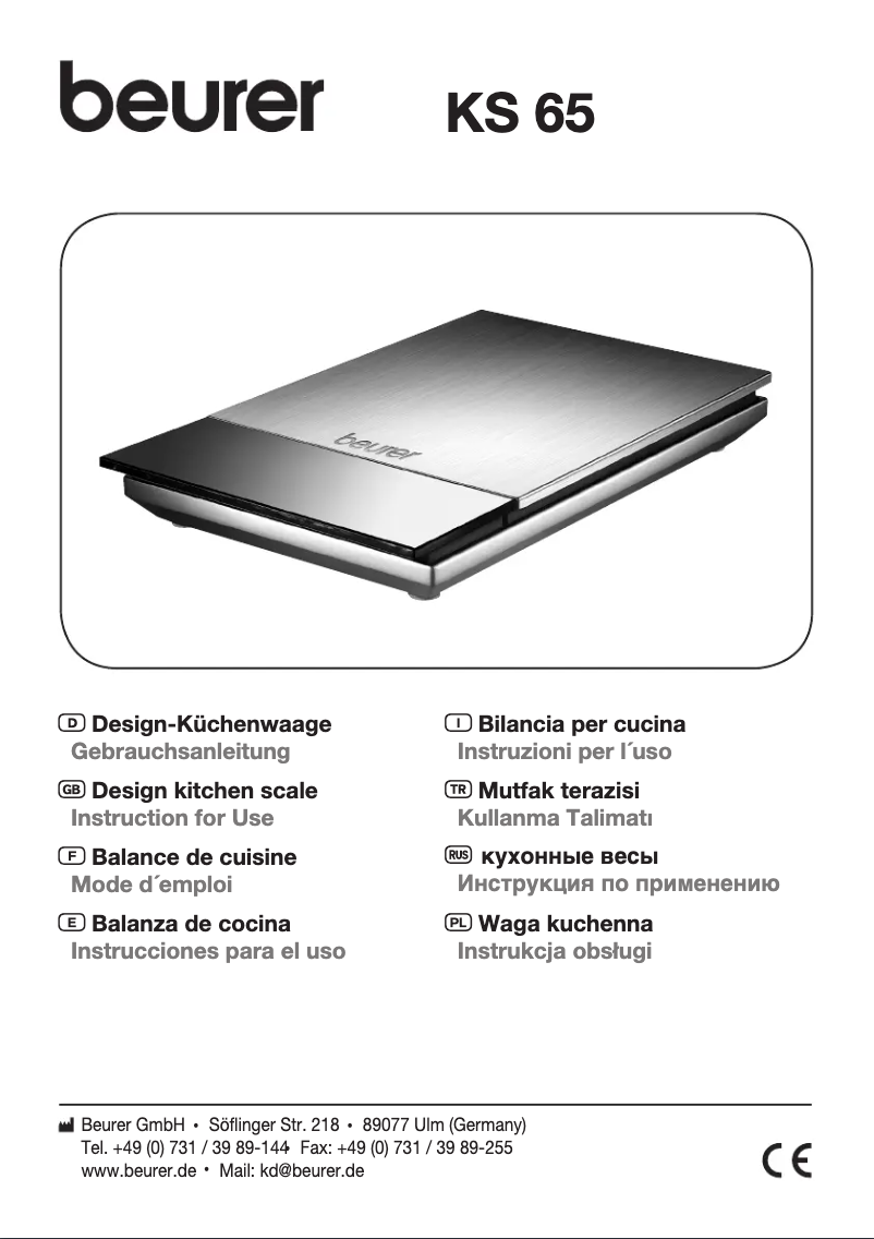 Page 1 de la notice Manuel utilisateur Beurer KS 65