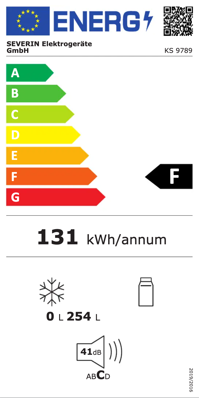 Page n°1 - Label énergétique Severin KS 9789
