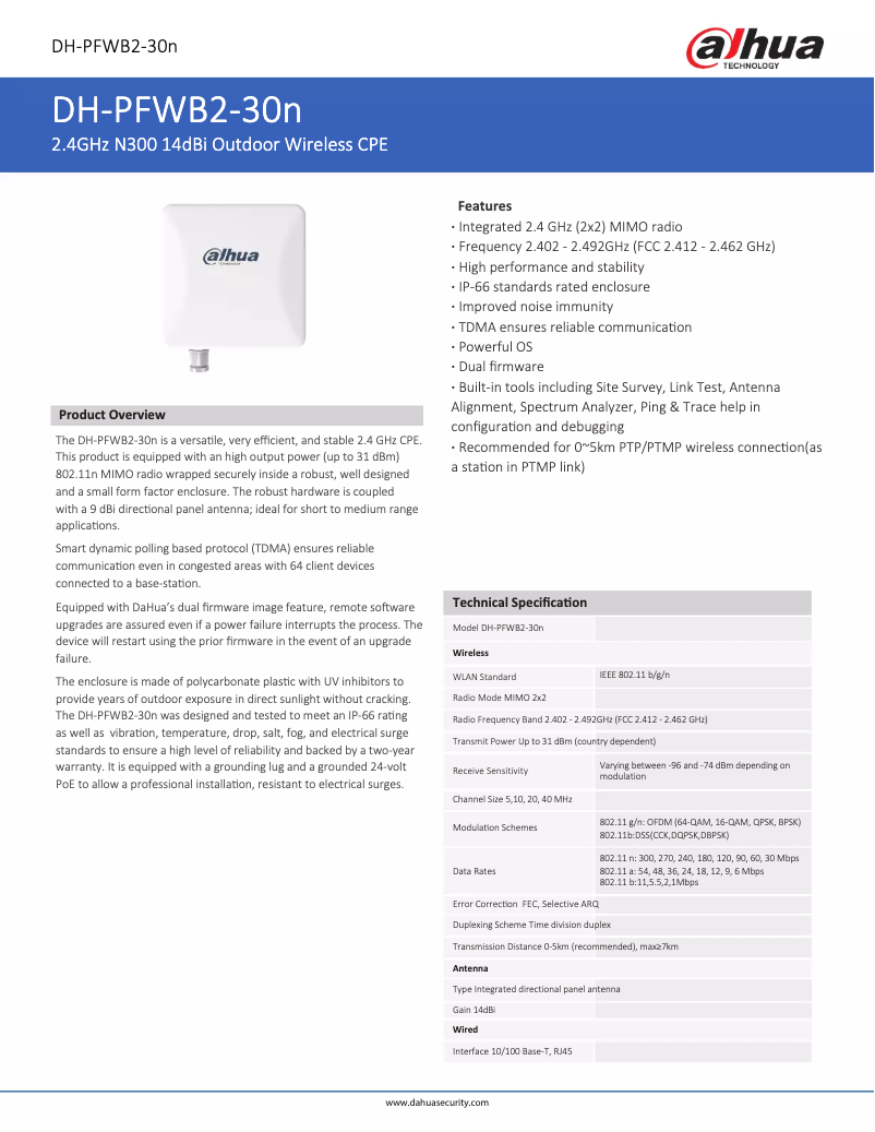 Image de la première page du manuel de l'appareil PFWB2-30n