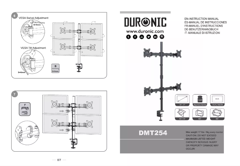 Page n°1 - Manuel utilisateur Duronic DMT254