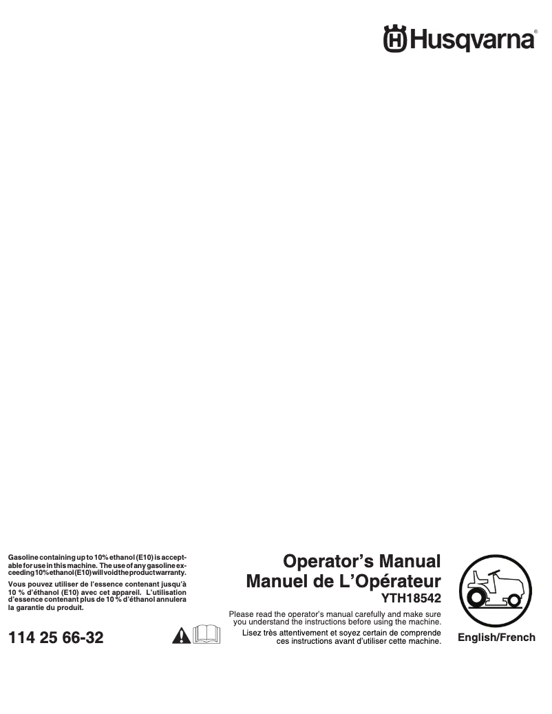 Page n°1 - Manuel utilisateur Husqvarna YTH18542