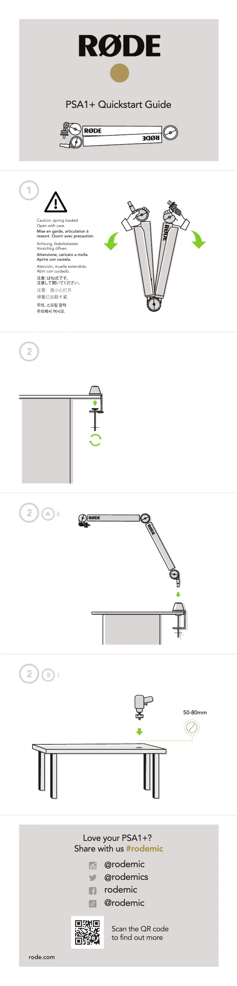 Page 1 de la notice Manuel utilisateur Røde PSA1+