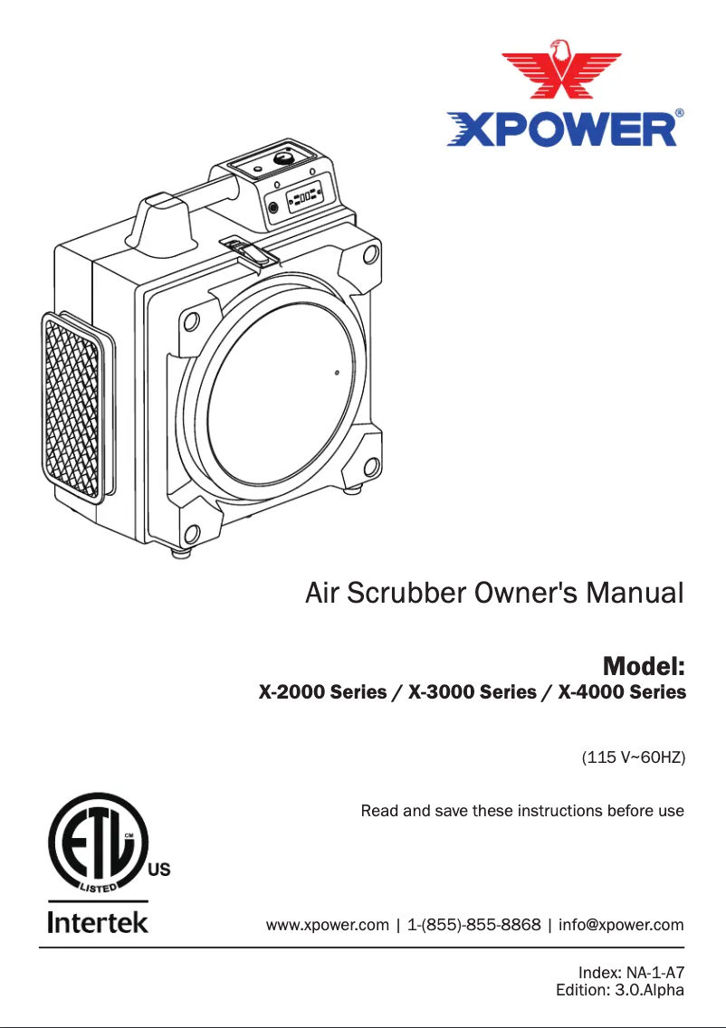 Page 1 of the manual User Manual XPower X-3380