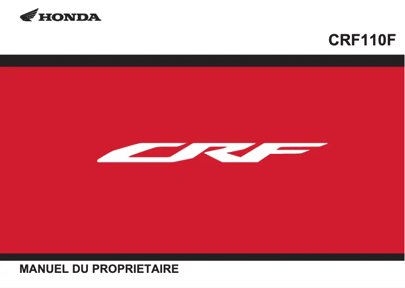 Page n°1 - Manuel utilisateur Honda CRF110F (2025)