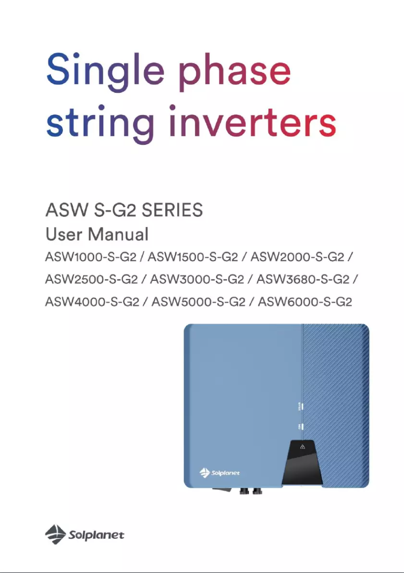 Page 1 de la notice Manuel utilisateur Solplanet ASW4000-S-G2