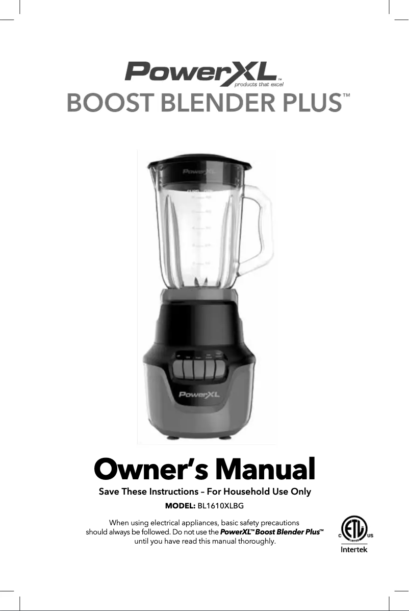 Page 1 de la notice Manuel utilisateur PowerXL Boost Blender Plus BL1600XLBG