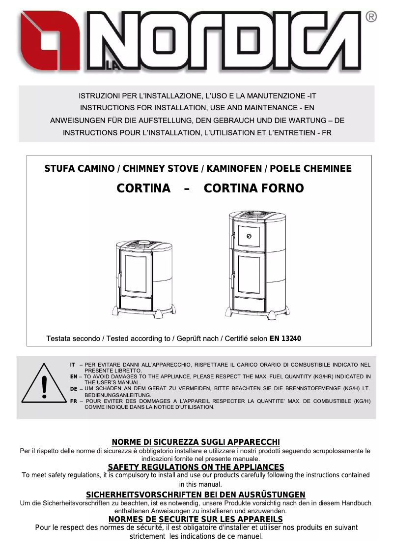 Page n°1 - Manuel utilisateur La Nordica Cortina
