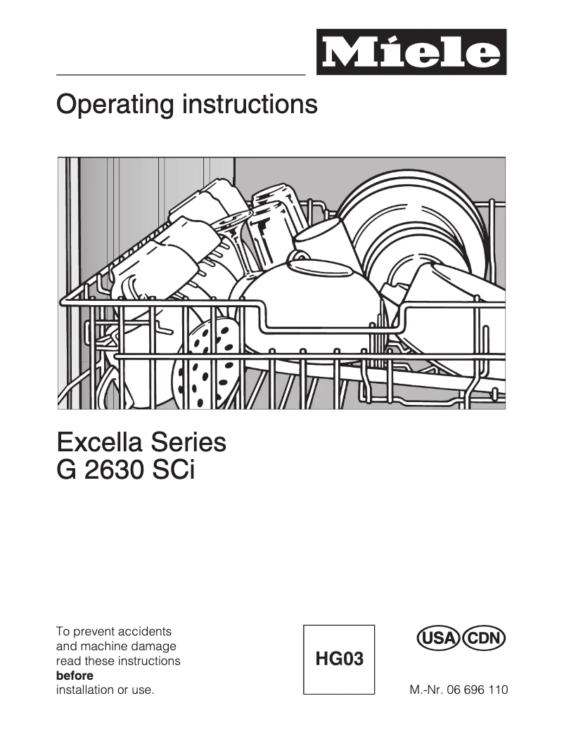 Page n°1 - Manuel utilisateur Miele G 2630 SCi