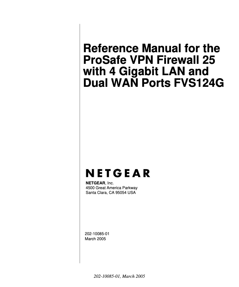 Page 1 de la notice Manuel utilisateur Netgear FVS124G