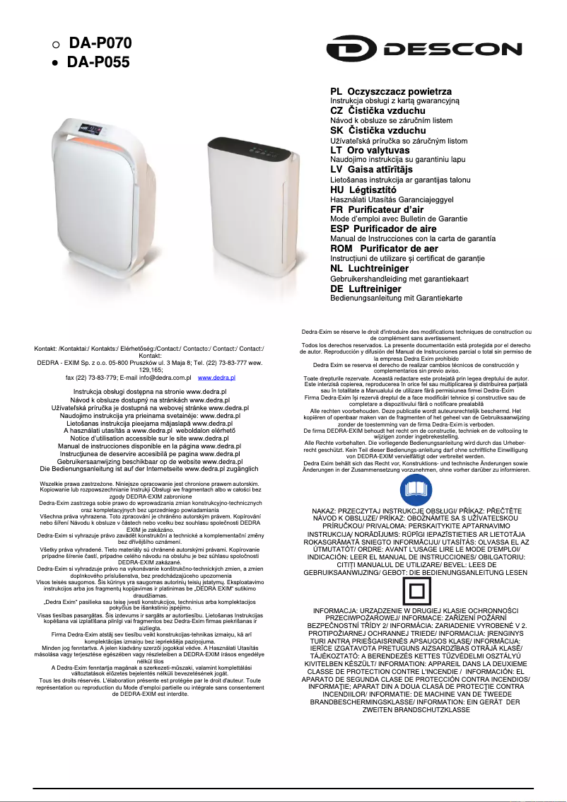 Image de la première page du manuel de l'appareil DA-P055