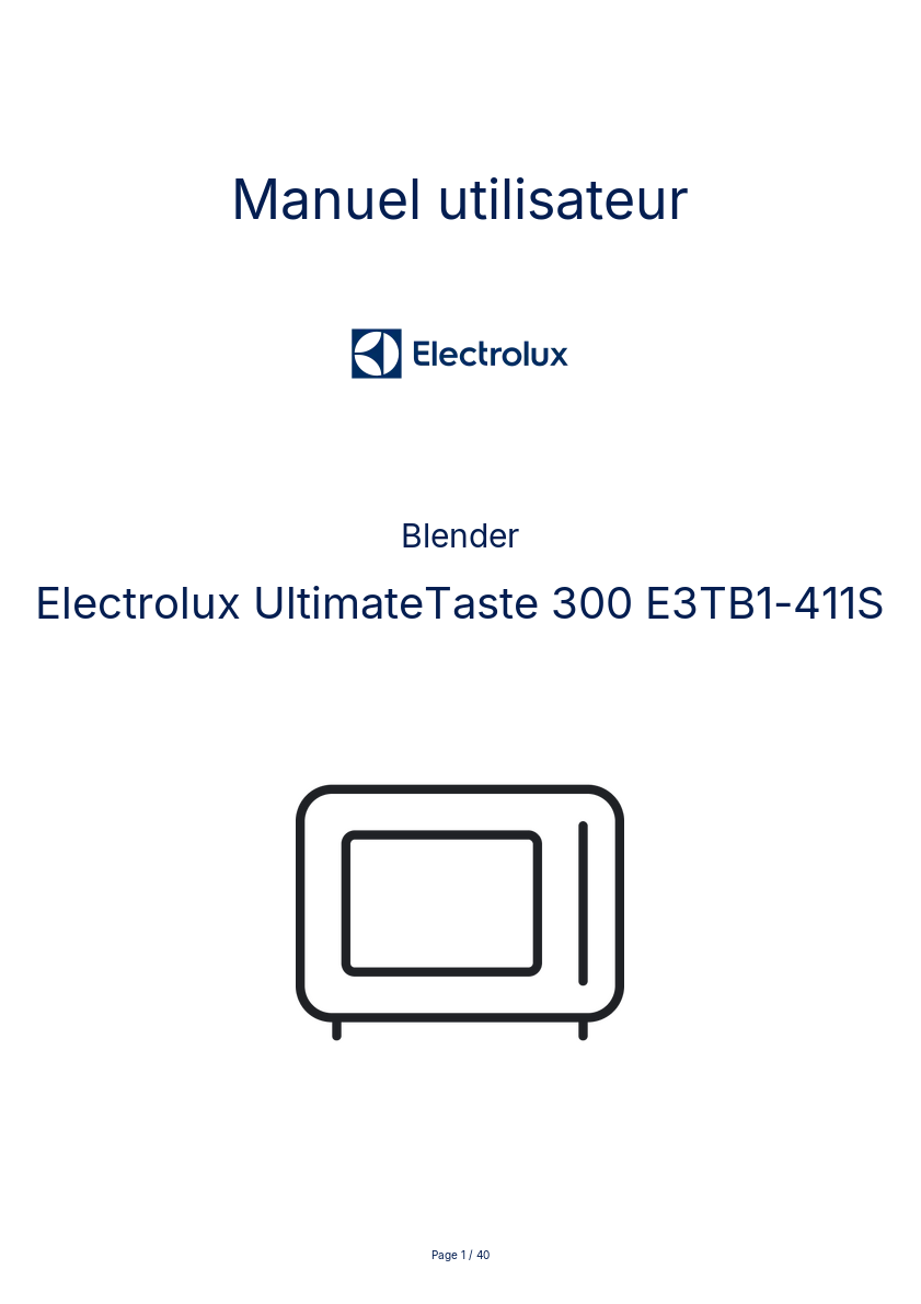 Image de la première page du manuel de l'appareil UltimateTaste 300 E3TB1-411S