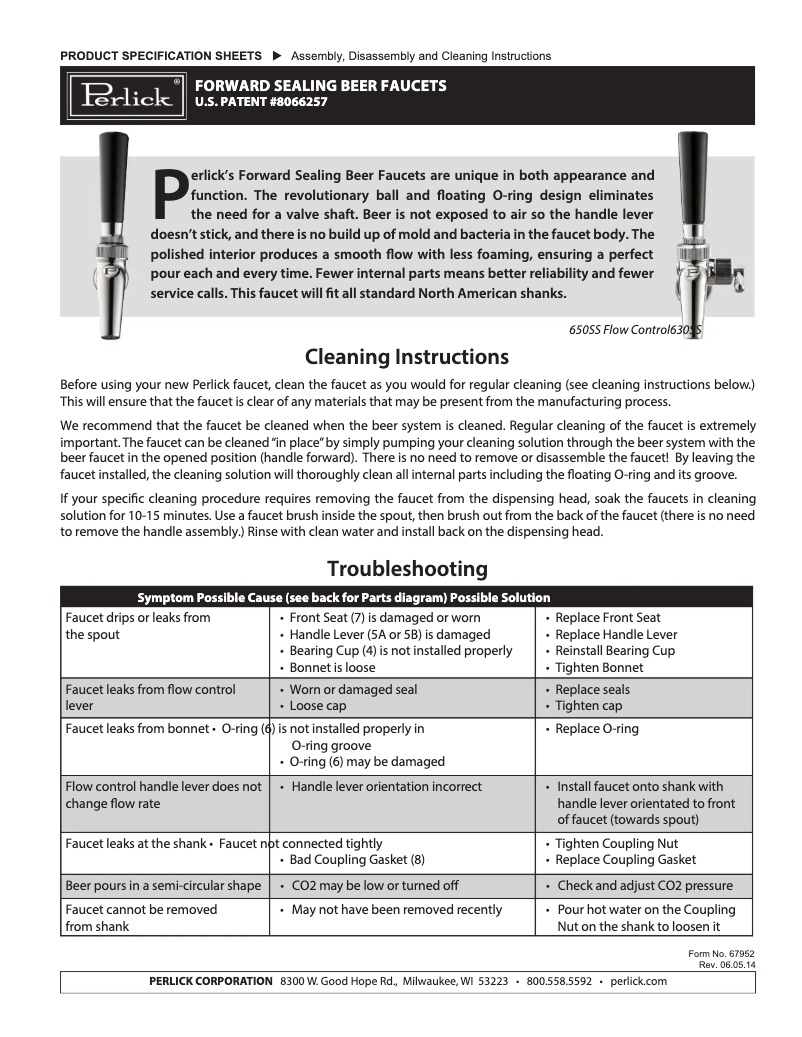 Page n°1 - Manuel utilisateur Perlick 650