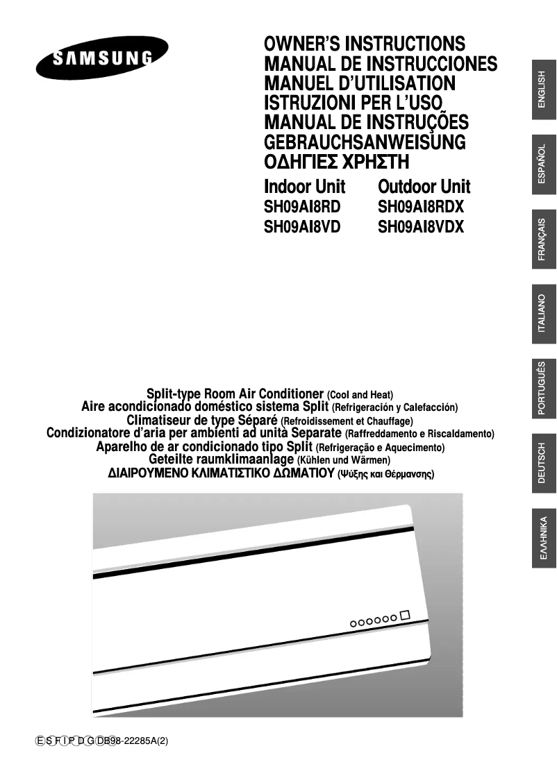 Page n°1 - Manuel utilisateur Samsung SH09AI8VD