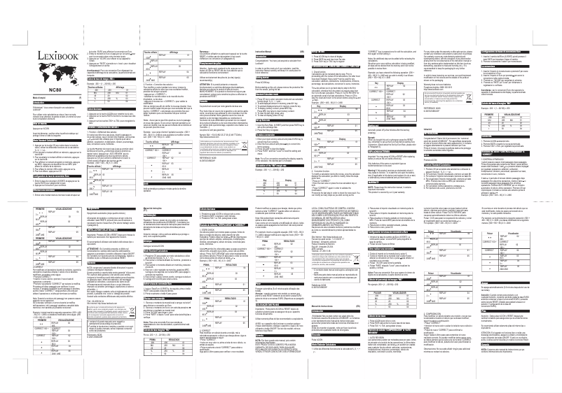 Page 1 de la notice Manuel utilisateur Lexibook NC80