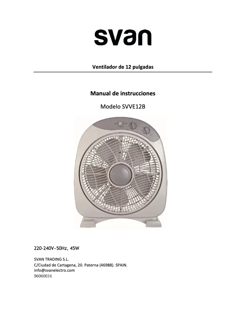 Page 1 de la notice Manuel utilisateur SVAN SVVE12B
