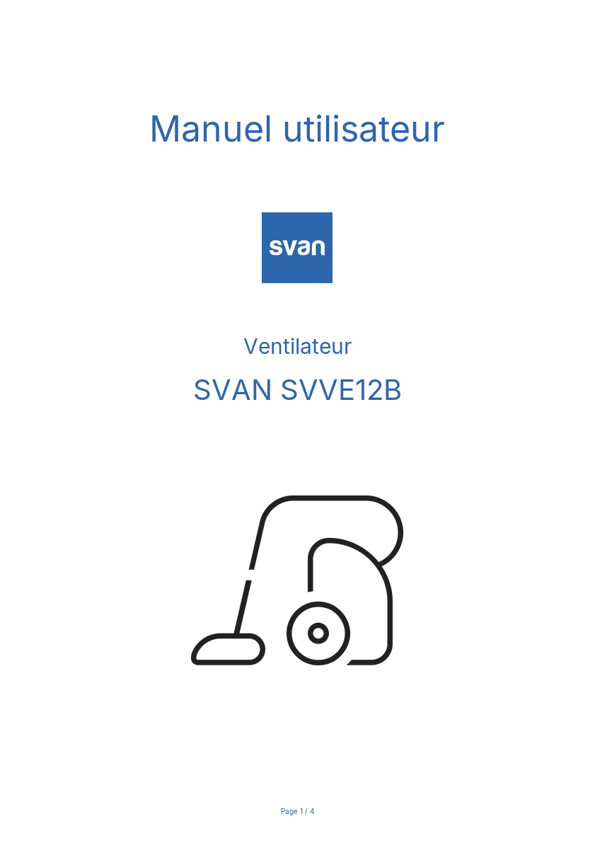 Image de la première page du manuel de l'appareil SVVE12B