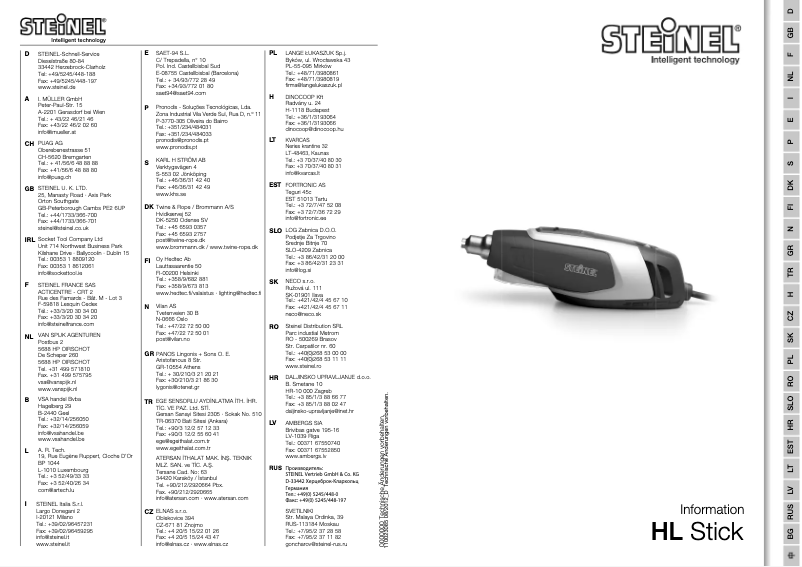 Page n°1 - Manuel utilisateur Steinel HL Stick 70409