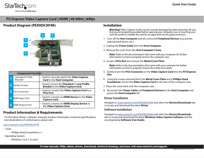 Page 1 de la notice Manuel utilisateur StarTech.com PEXHDCAP4K