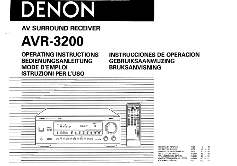 Page n°1 - Manuel utilisateur Denon AVR-3200