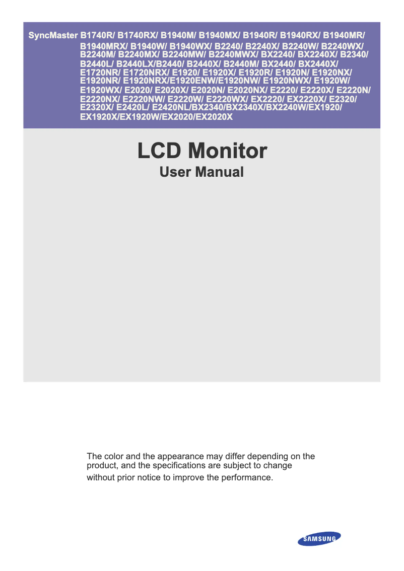Page n°1 - Manuel utilisateur Samsung LS19CLYSB