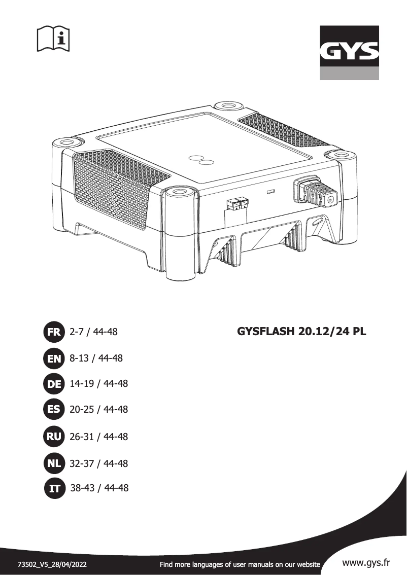 Page n°1 - Manuel utilisateur GYS Gysflash 20.12/24 PL