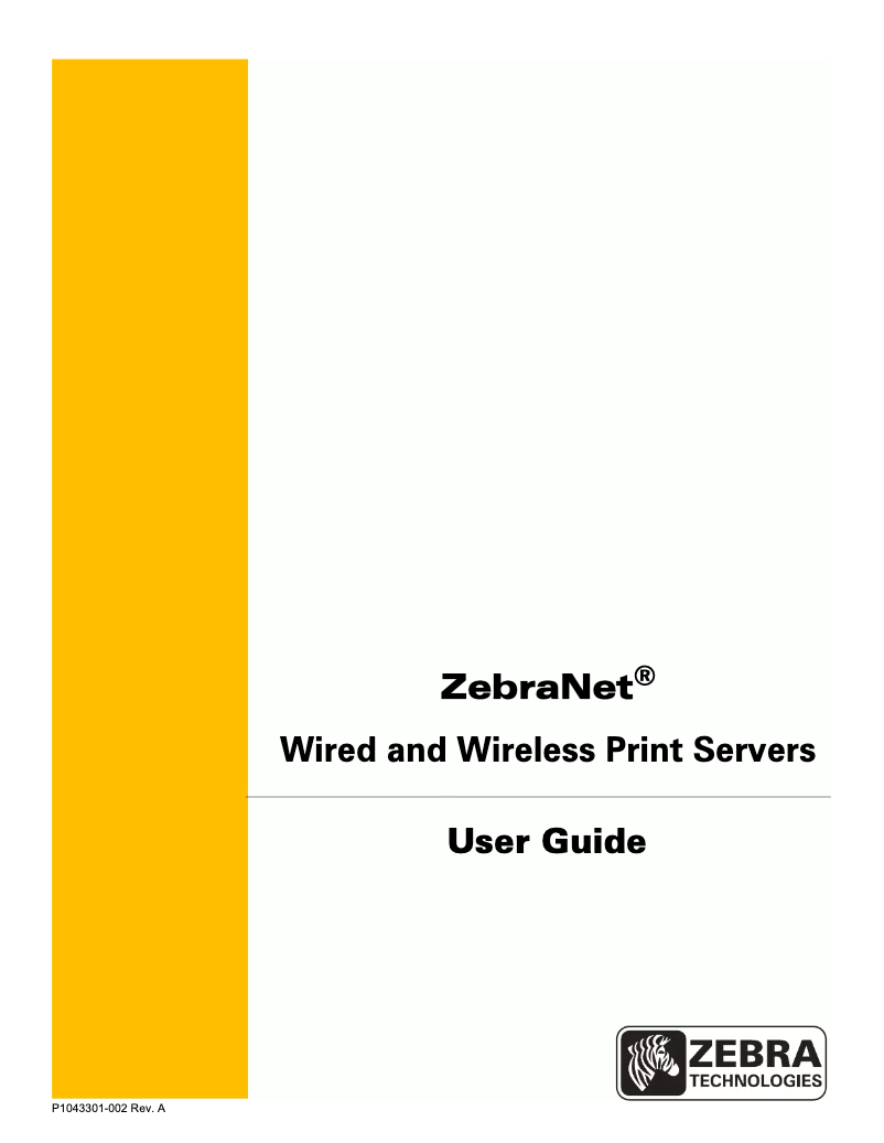 Page n°1 - Manuel utilisateur Zebra P1046696-001