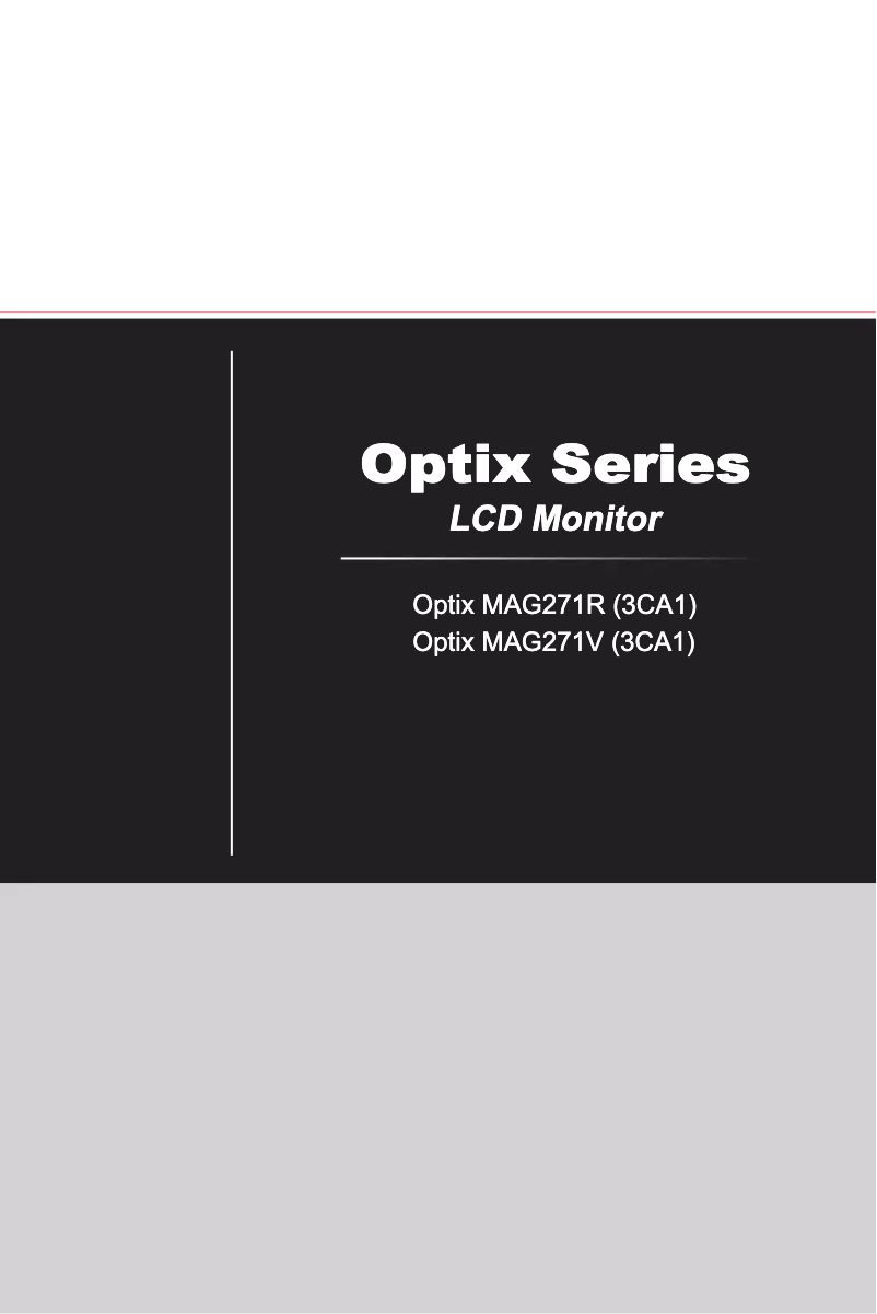 Page 1 de la notice Manuel utilisateur MSI Optix MAG271R