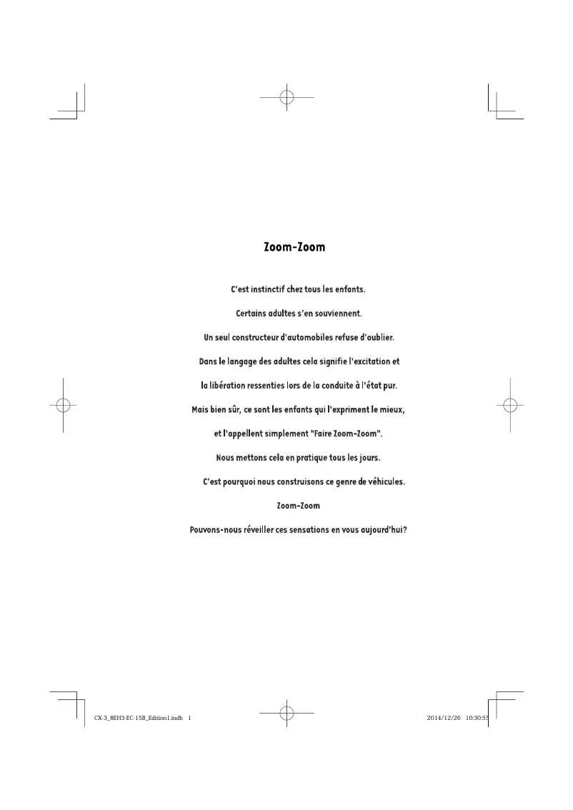 Image de la première page du manuel de l'appareil CX-3 (2016)