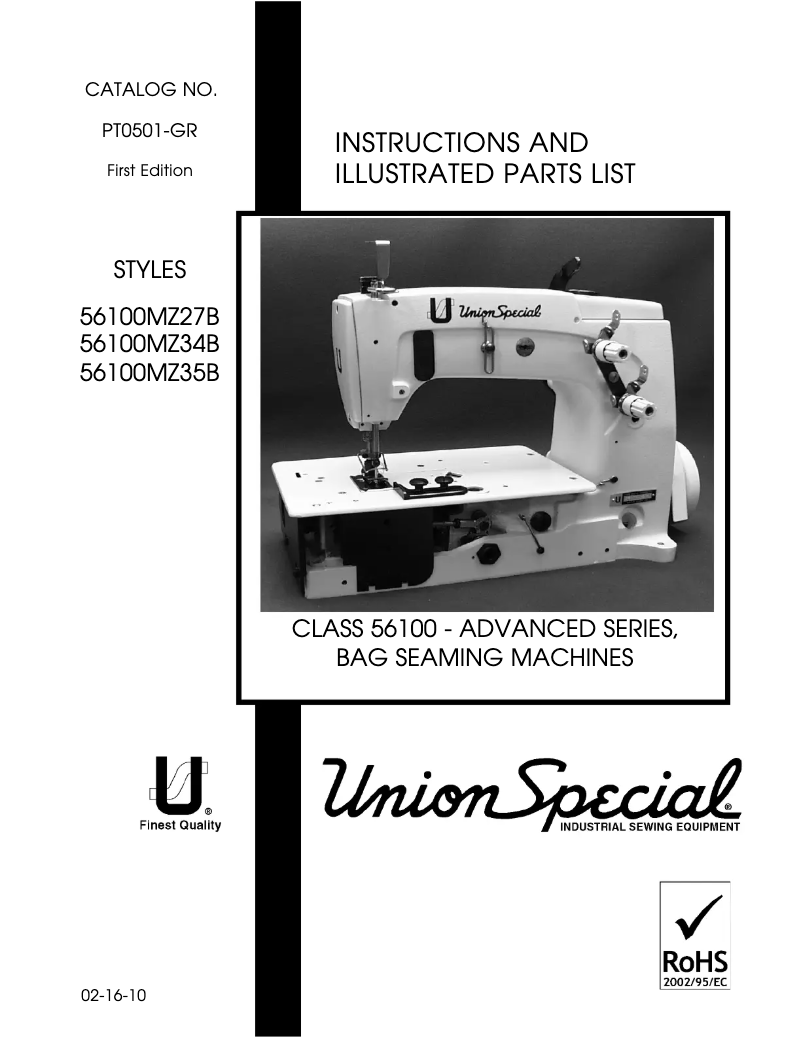 Page 1 de la notice Manuel utilisateur Union Special 56100MZ27B