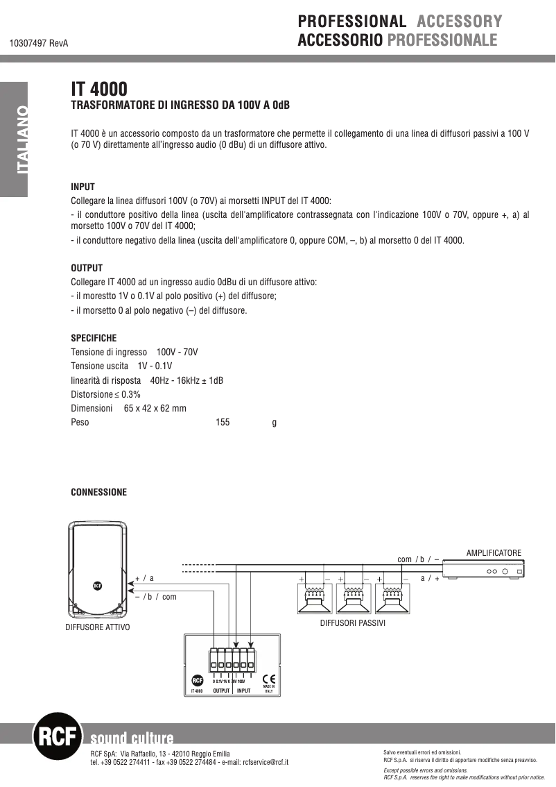 Página 1 del manual Manual de usuario RCF IT 4000