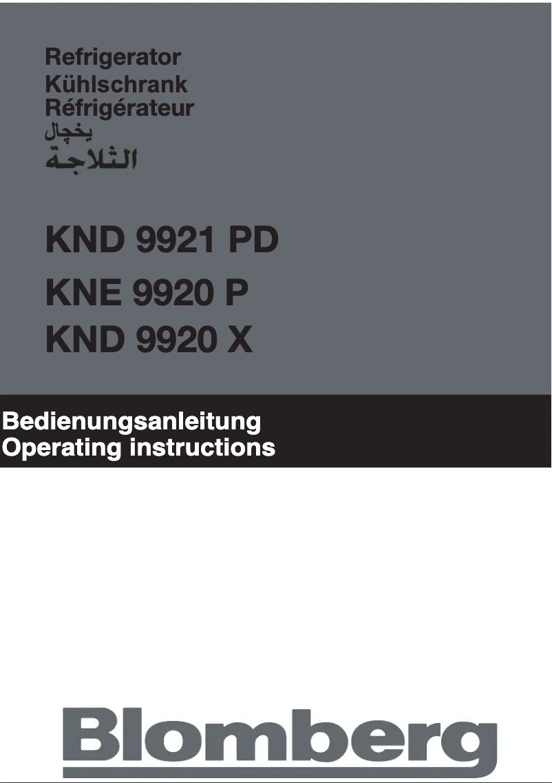Page n°1 - Manuel utilisateur Blomberg KND 9920 P
