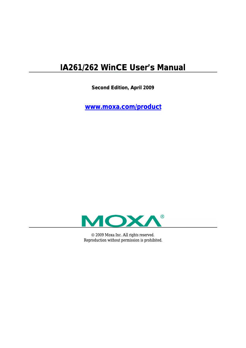 Page 1 de la notice Manuel utilisateur Moxa IA262-I-T-CE