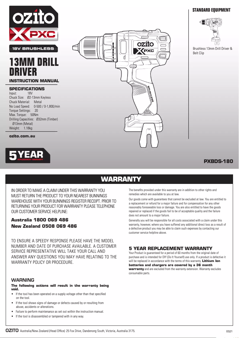 Página 1 del manual Manual de usuario Ozito PXBTK-400