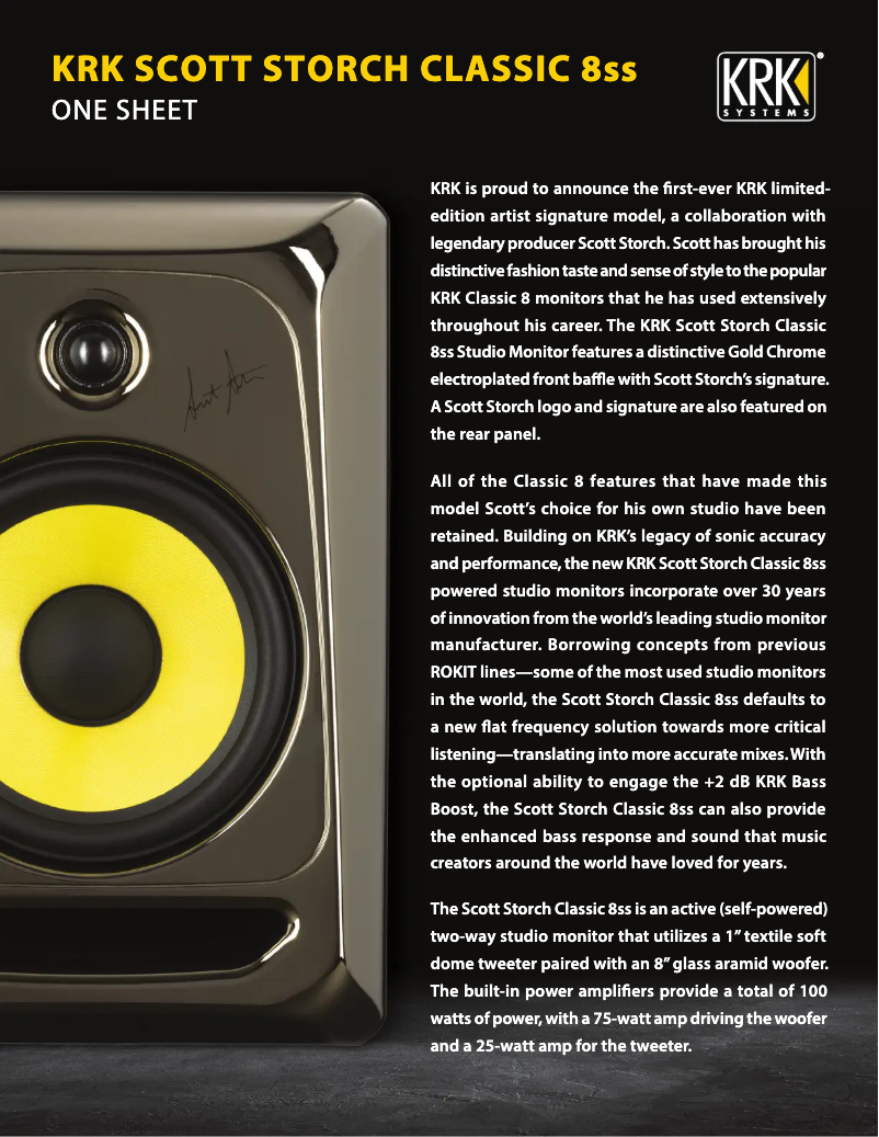 Page 1 de la notice Fiche technique KRK CL8G3SS