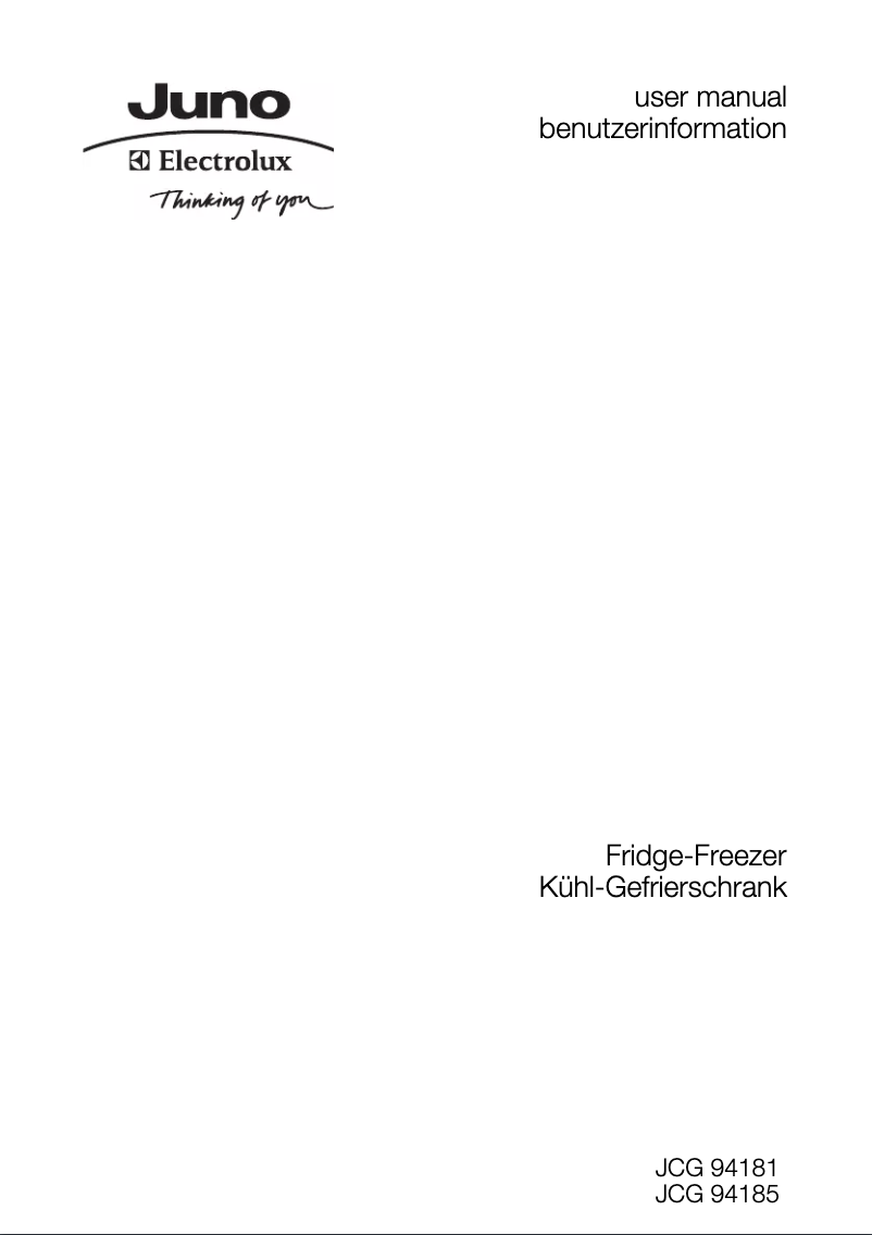 Page 1 de la notice Manuel utilisateur Juno Electrolux JCG94181
