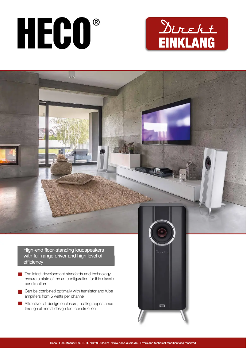 Page 1 of the manual Technical Sheet Heco Direkt Einklang