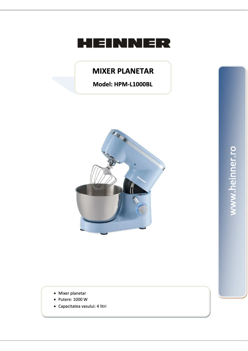 Image de la première page du manuel de l'appareil HPM-L1000BL