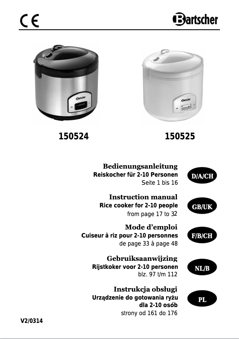 Page n°1 - Manuel utilisateur Bartscher 150525