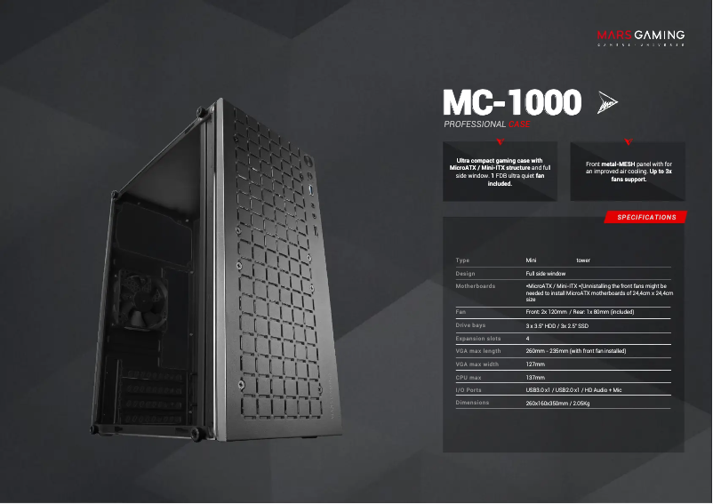 Página 1 del manual Ficha técnica Mars Gaming MC-1000