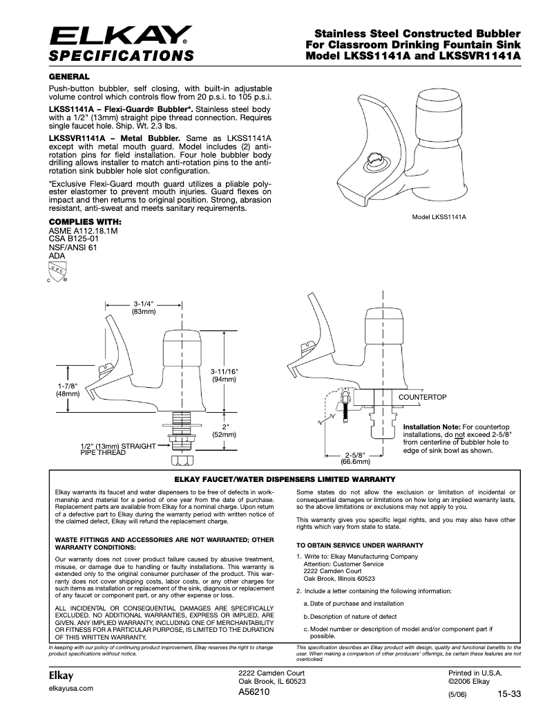 Página 1 del manual Manual de usuario Elkay LKSSVR1141A