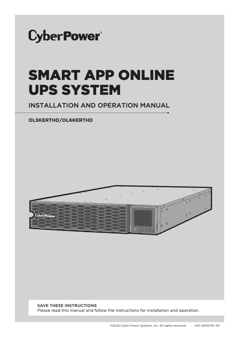 Page 1 de la notice Manuel utilisateur CyberPower OL6KERTHD