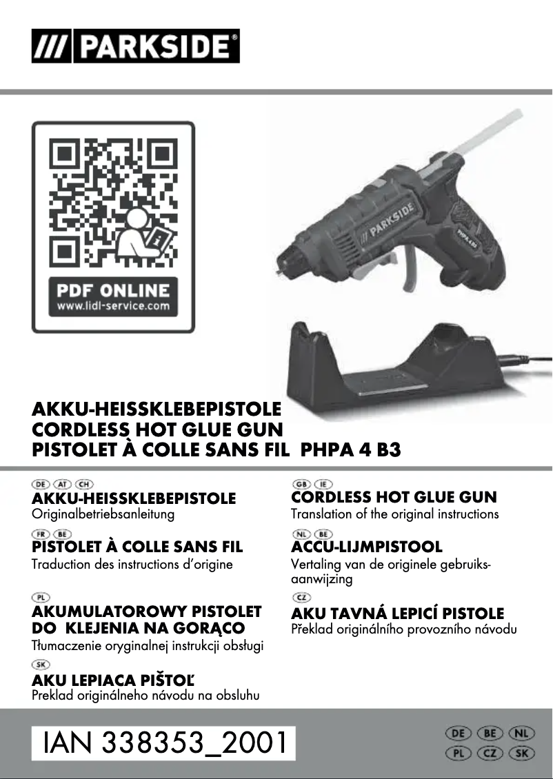 Page 1 de la notice Manuel utilisateur Parkside PHPA 4 B3