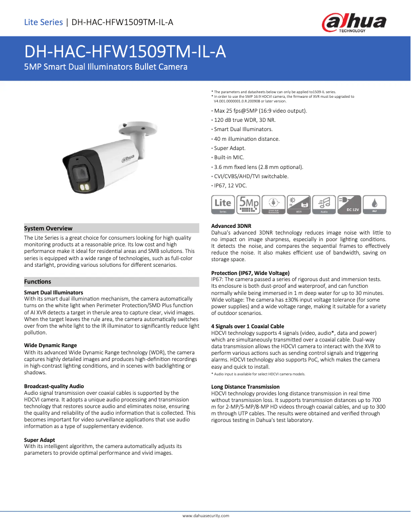 Image de la première page du manuel de l'appareil HAC-HFW1509TM-IL-A