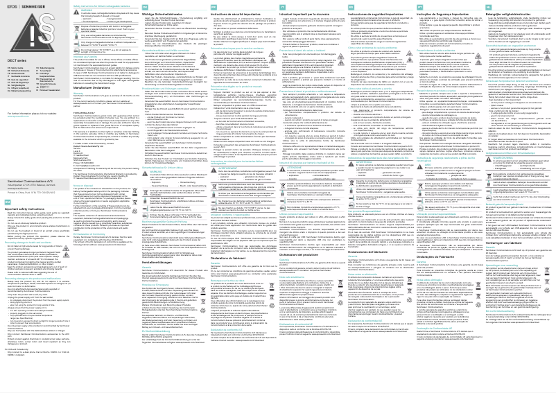 Page 1 de la notice Manuel utilisateur Sennheiser IMPACT SDW 60 HS