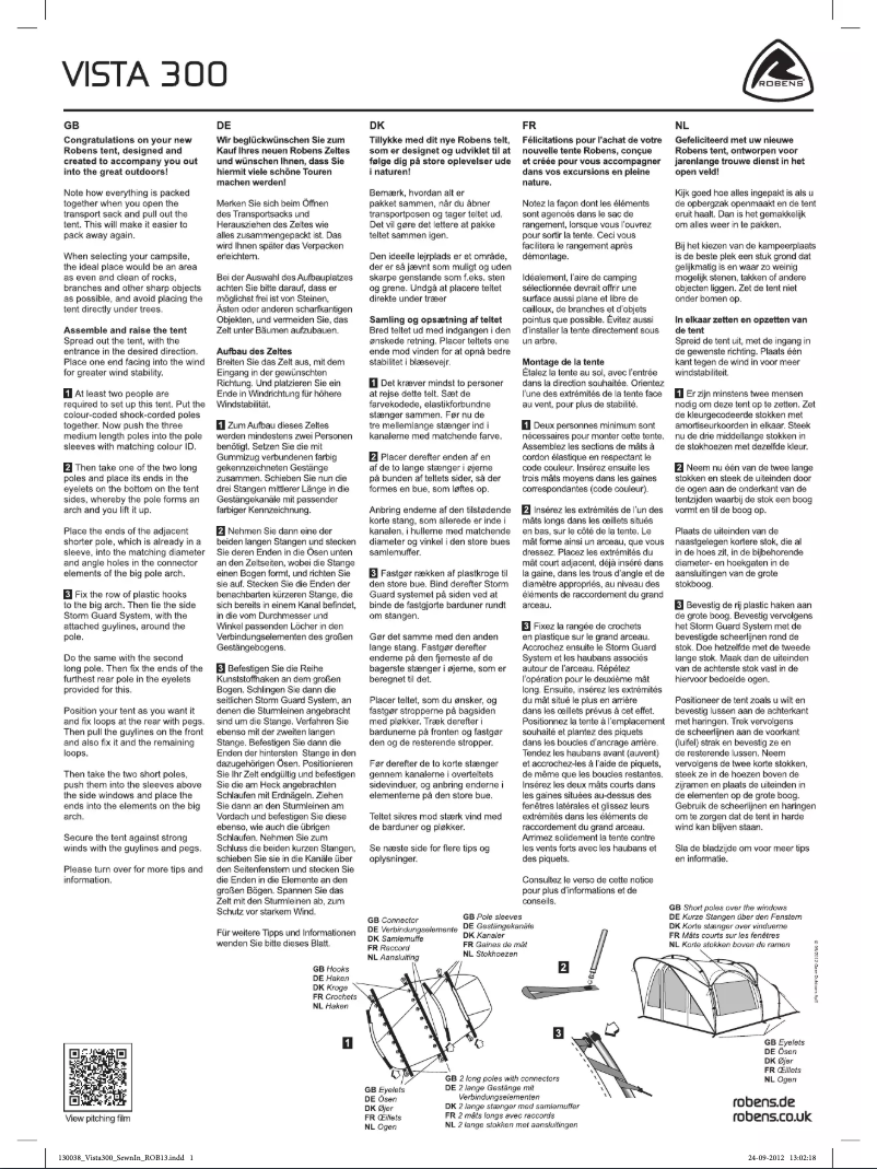 Image de la première page du manuel de l'appareil Vista 300