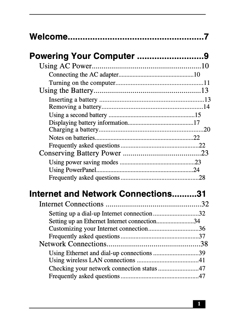 Page 1 de la notice Manuel utilisateur Sony Vaio PCG-GRS150