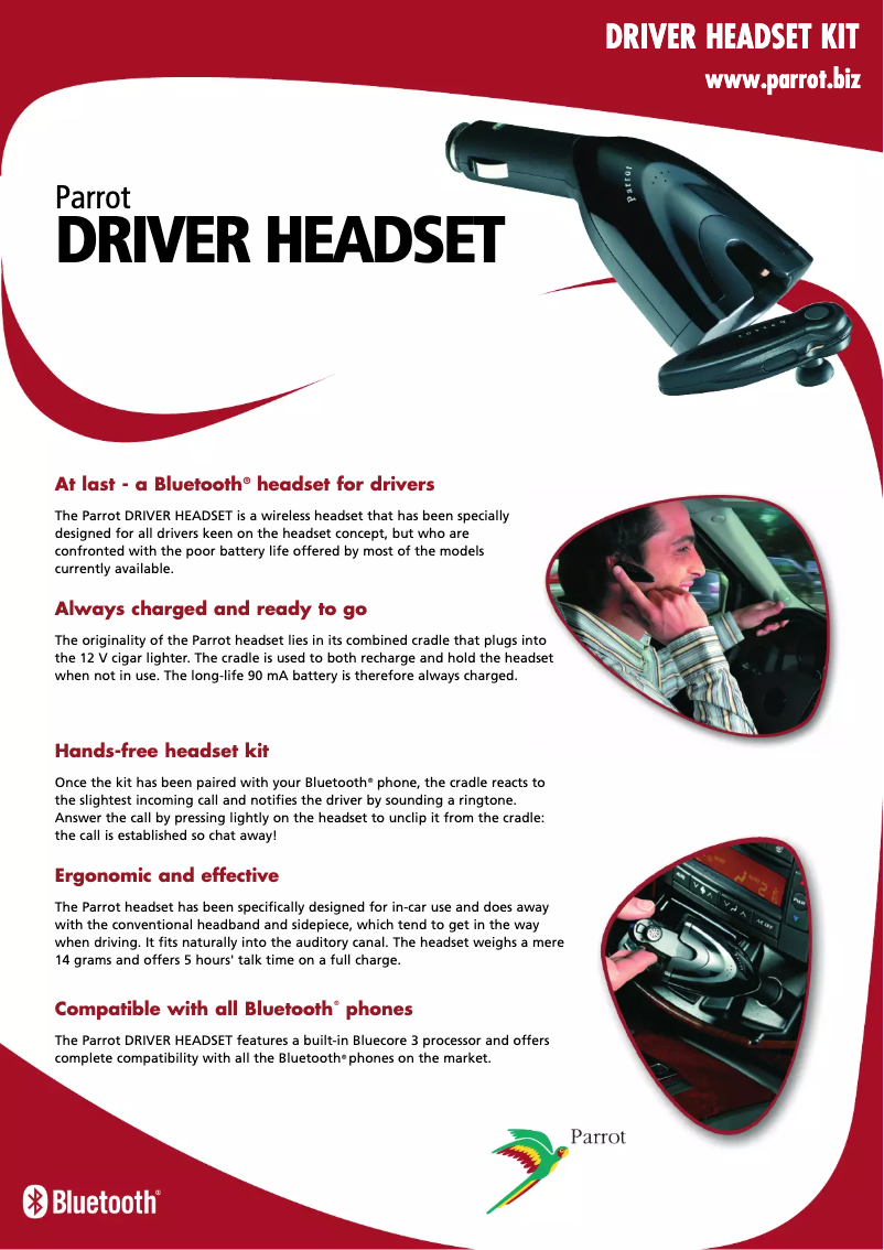 Page n°1 - Manuel utilisateur Parrot Driver Headset