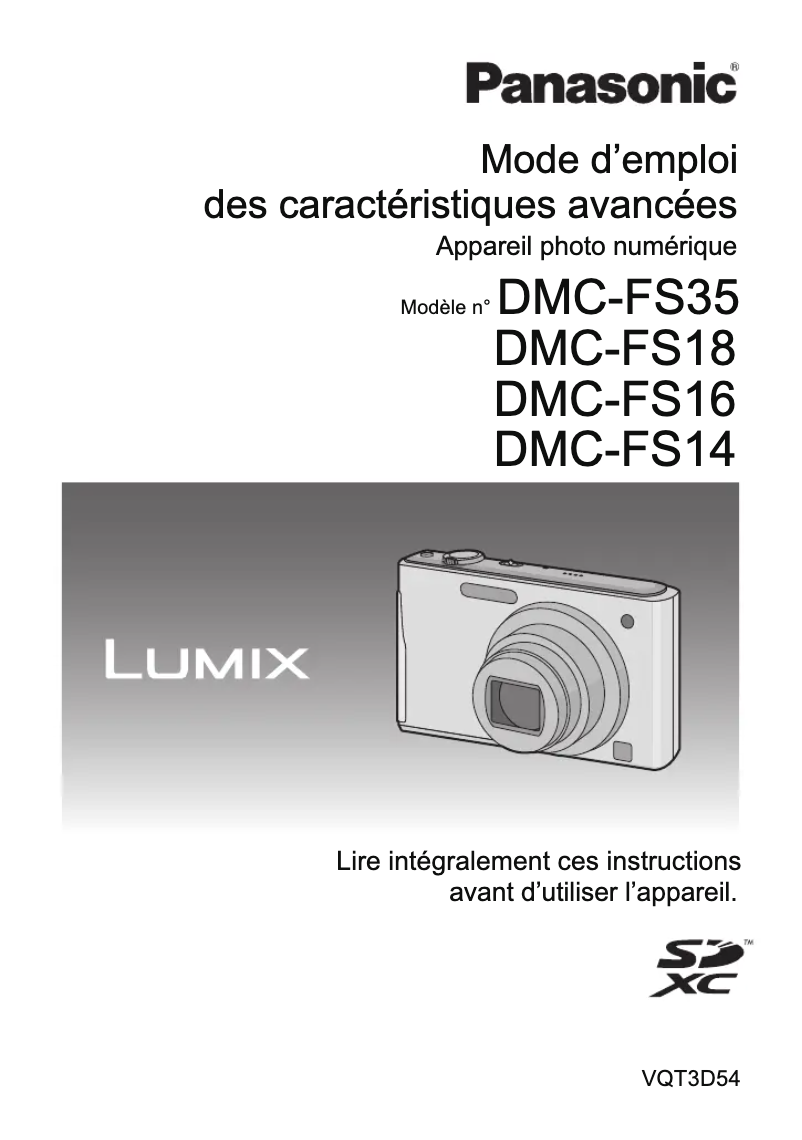 Imagen de la primera página del manual del dispositivo Lumix DMC-FS35