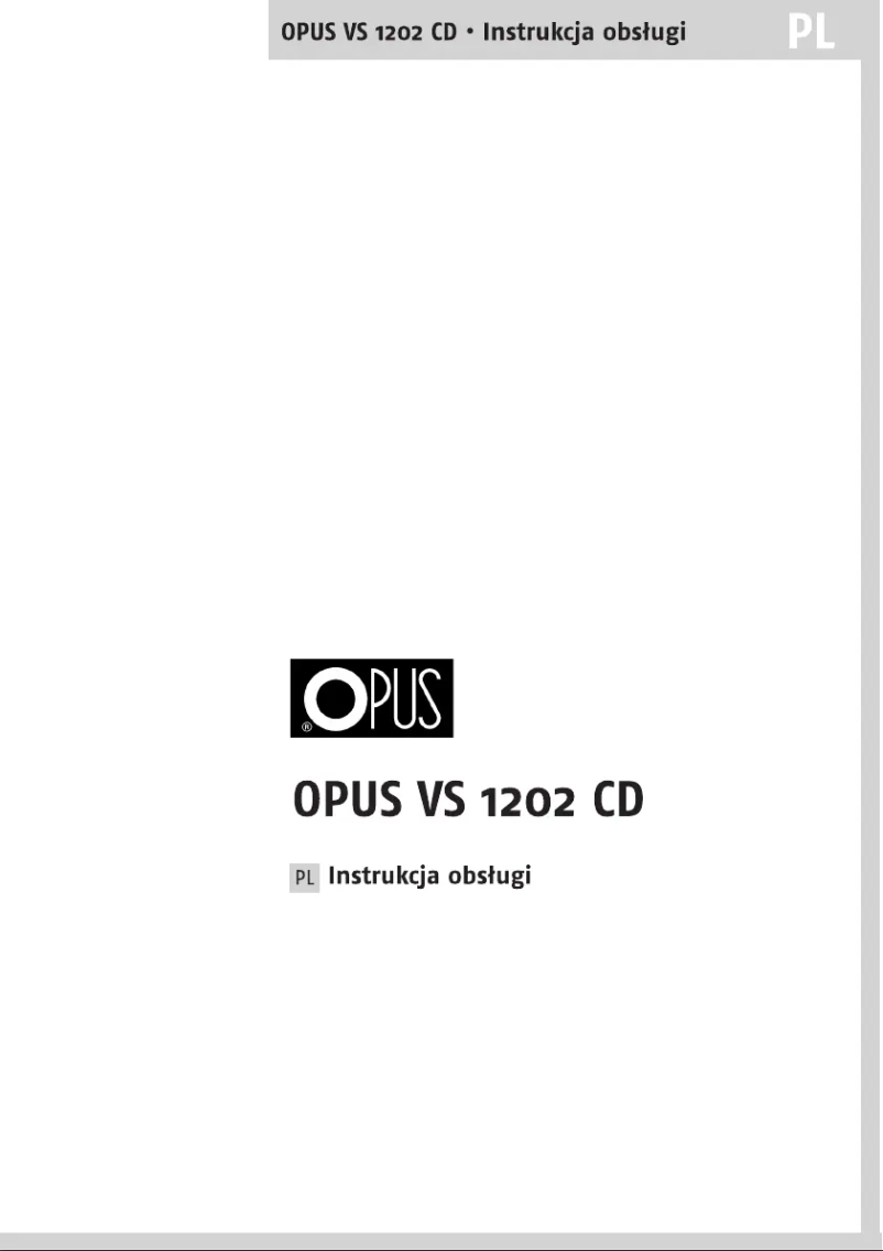 Page n°1 - Manuel utilisateur Opus VS 1202 CD