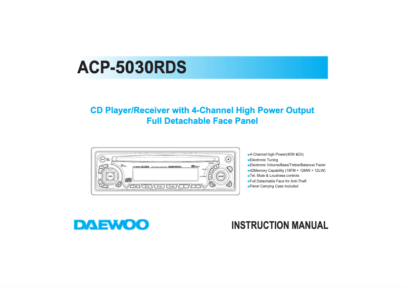 Image de la première page du manuel de l'appareil ACP-5030RDS